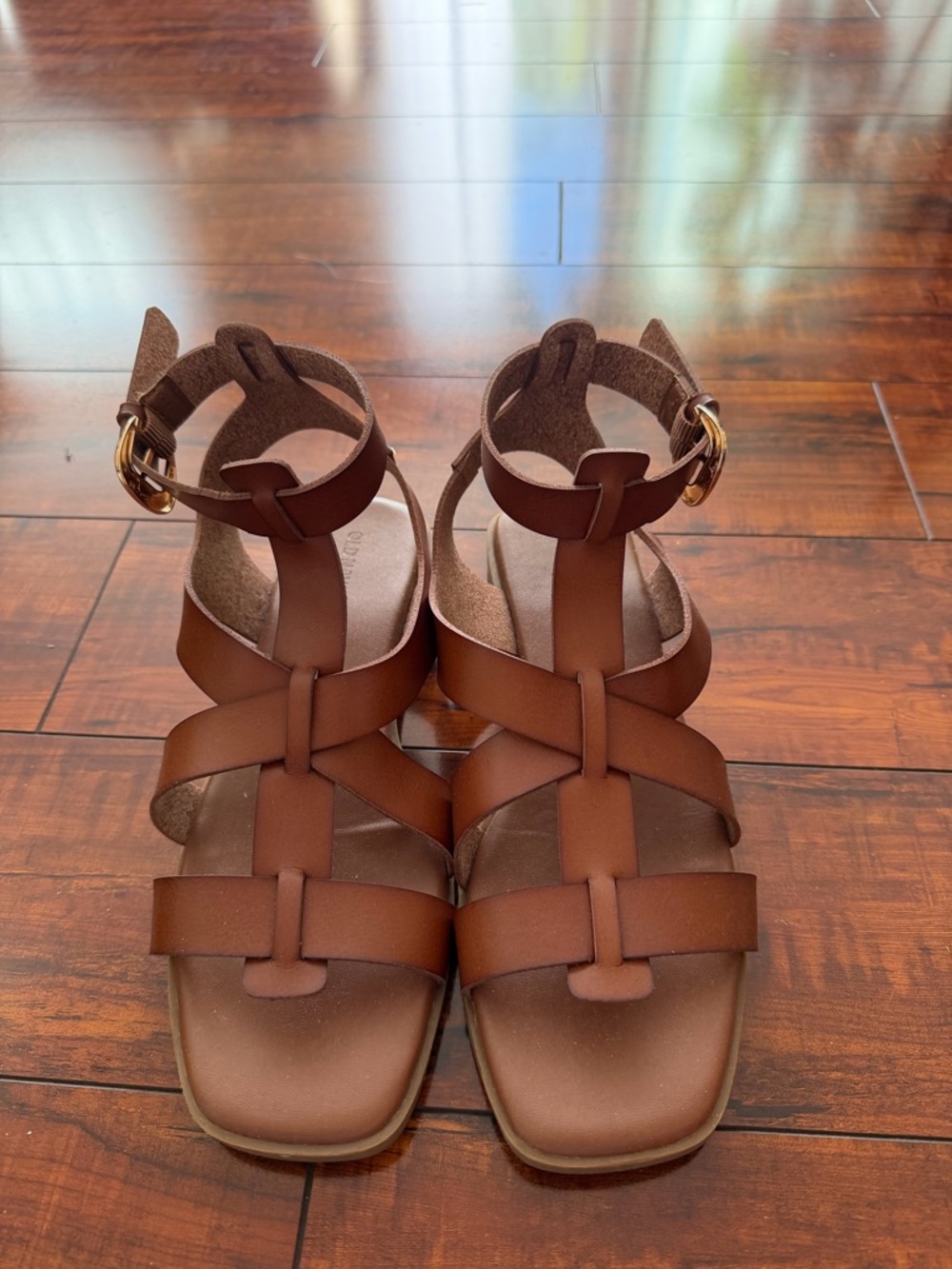 Old Navy Women's Brown Strappy Ankle-Wrap Sandals